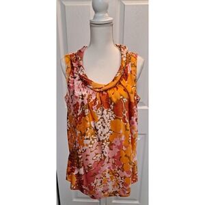 Talbots Sleevess Top Floral Pink‎ Orange Size 1XL